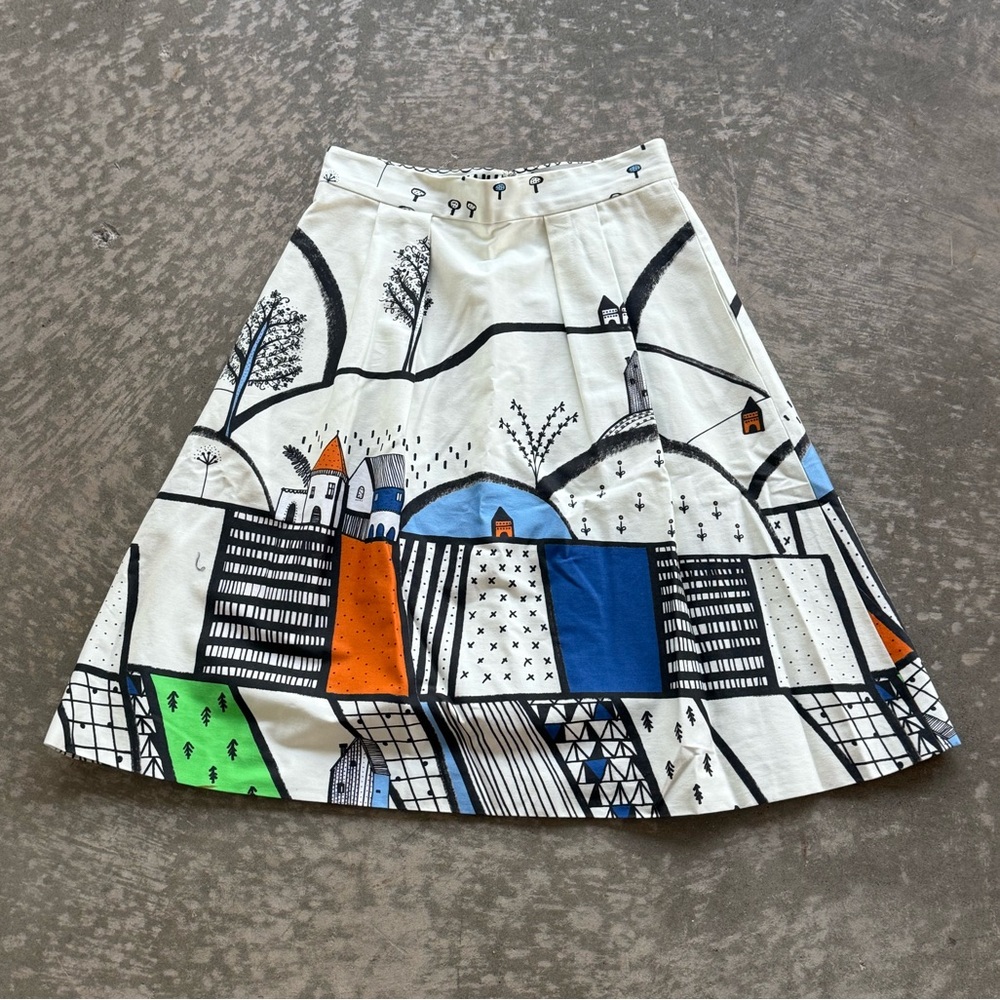 Novis Women’s Skirt Landscape Print Multicolor White Size 8 Made in USA